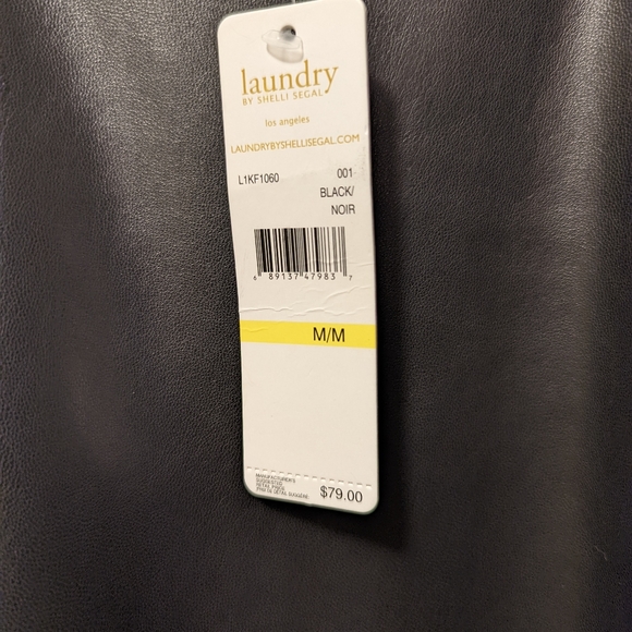 Laundry by Shelli Segal Black faux leather front, cap sleeve T NWT size M - Picture 6 of 6